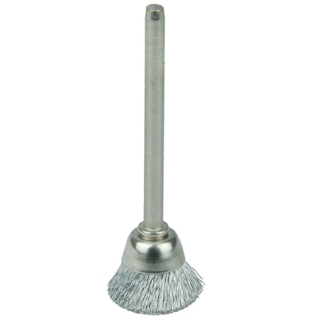 5/8 Miniature Wire Cup Brush, .003 Steel Fill, 1/8 Stem